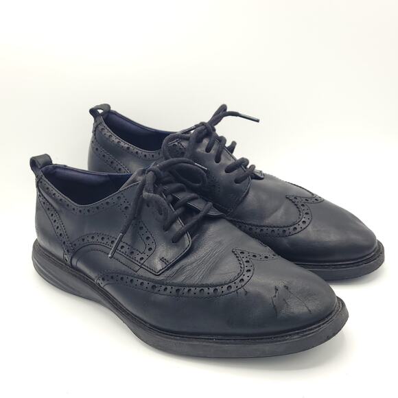 Cole Haan grand evolution Black Oxfords Wingtip Brogue men's size 10 - Picture 2 of 8
